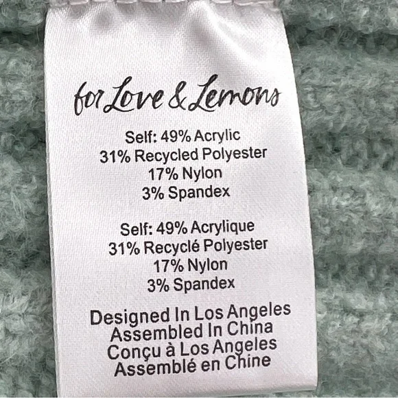 For Love & Lemons NWT Dominique Crop Sweater Tank in Mint size Medium - Picture 7 of 8